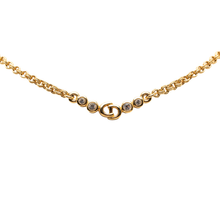 Dior plaqué Rhinestone CD Collier