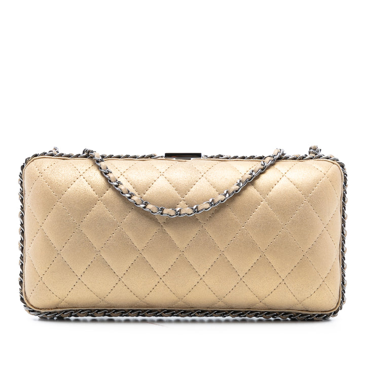 Chanel Matelassé Metallic Daim Sac rond à chaîne Evening Pochette avec chaîne – GABY PARIS Authentique