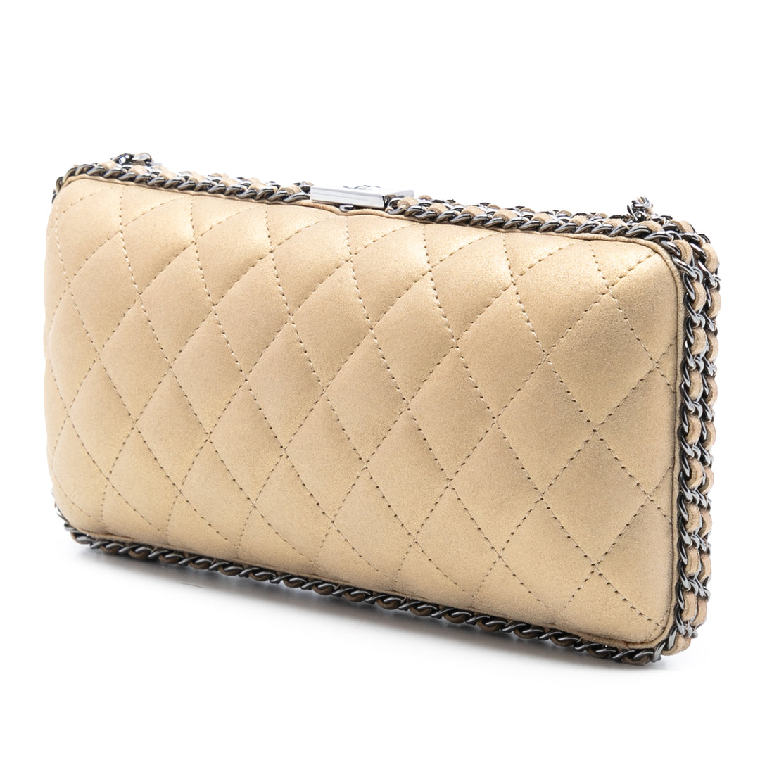 Chanel Matelassé Metallic Daim Sac rond à chaîne Evening Pochette avec chaîne – GABY PARIS Authentique