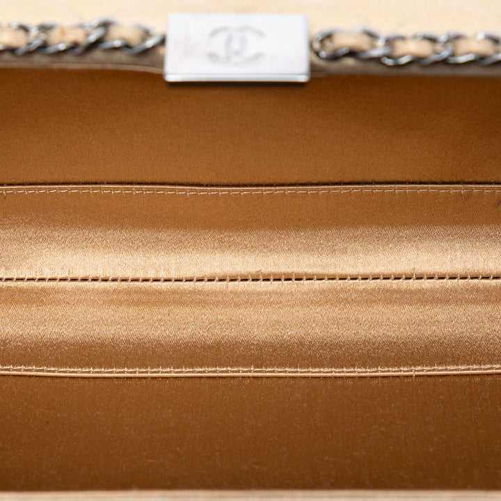 Chanel Matelassé Metallic Daim Sac rond à chaîne Evening Pochette avec chaîne – GABY PARIS Authentique