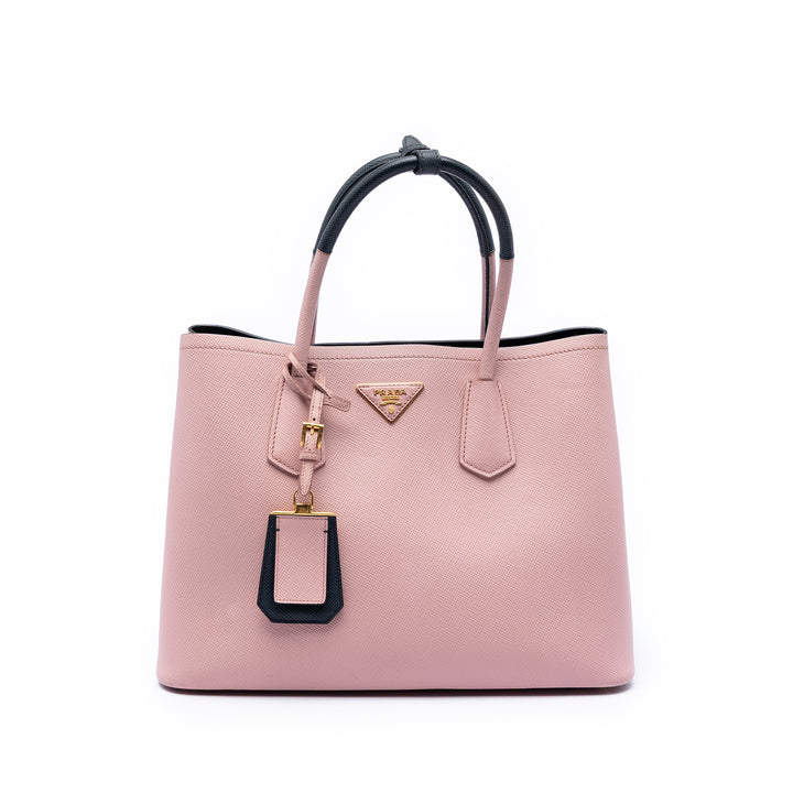 Prada Medium Bicolor Saffiano Cuir Double Sac