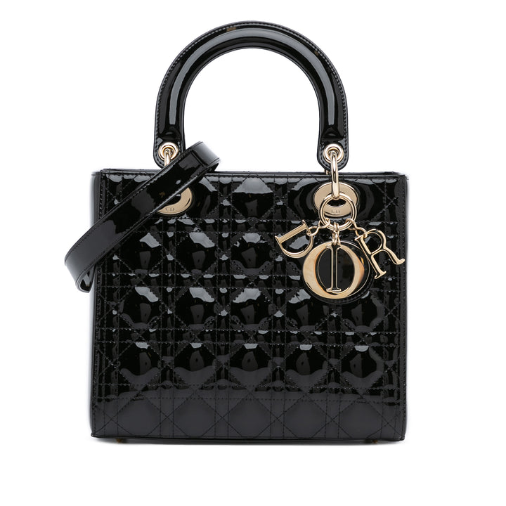 Medium Patent Cannage Lady Dior Black - Gaby Paris