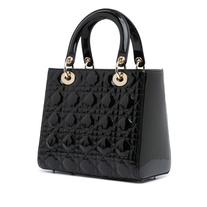 Medium Patent Cannage Lady Dior Black - Gaby Paris