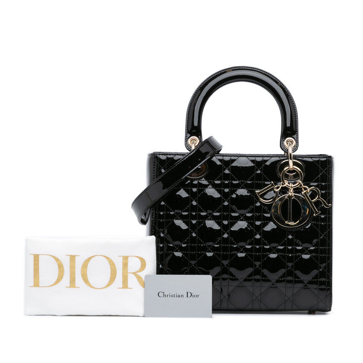 Medium Patent Cannage Lady Dior Black - Gaby Paris