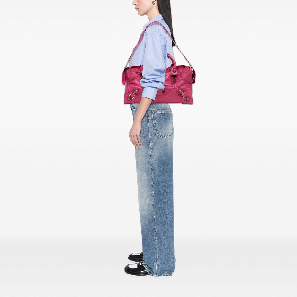 Lambskin Motocross Giant 21 Part Time Satchel Pink - Gaby Paris