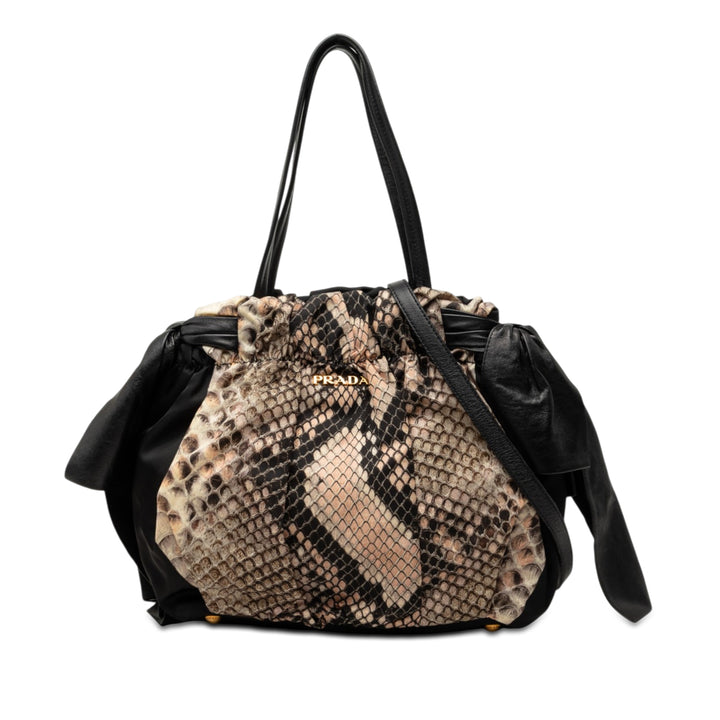 Prada Tessuto Python Print Bow Sac