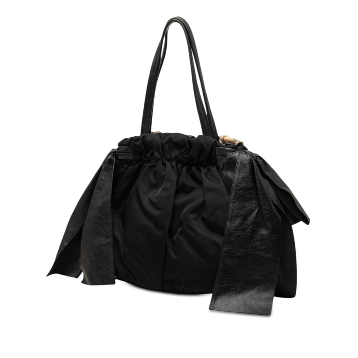 Prada Tessuto Python Print Bow Sac