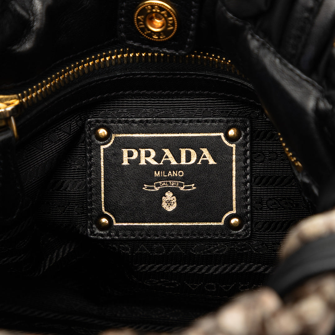 Prada Tessuto Python Print Bow Sac