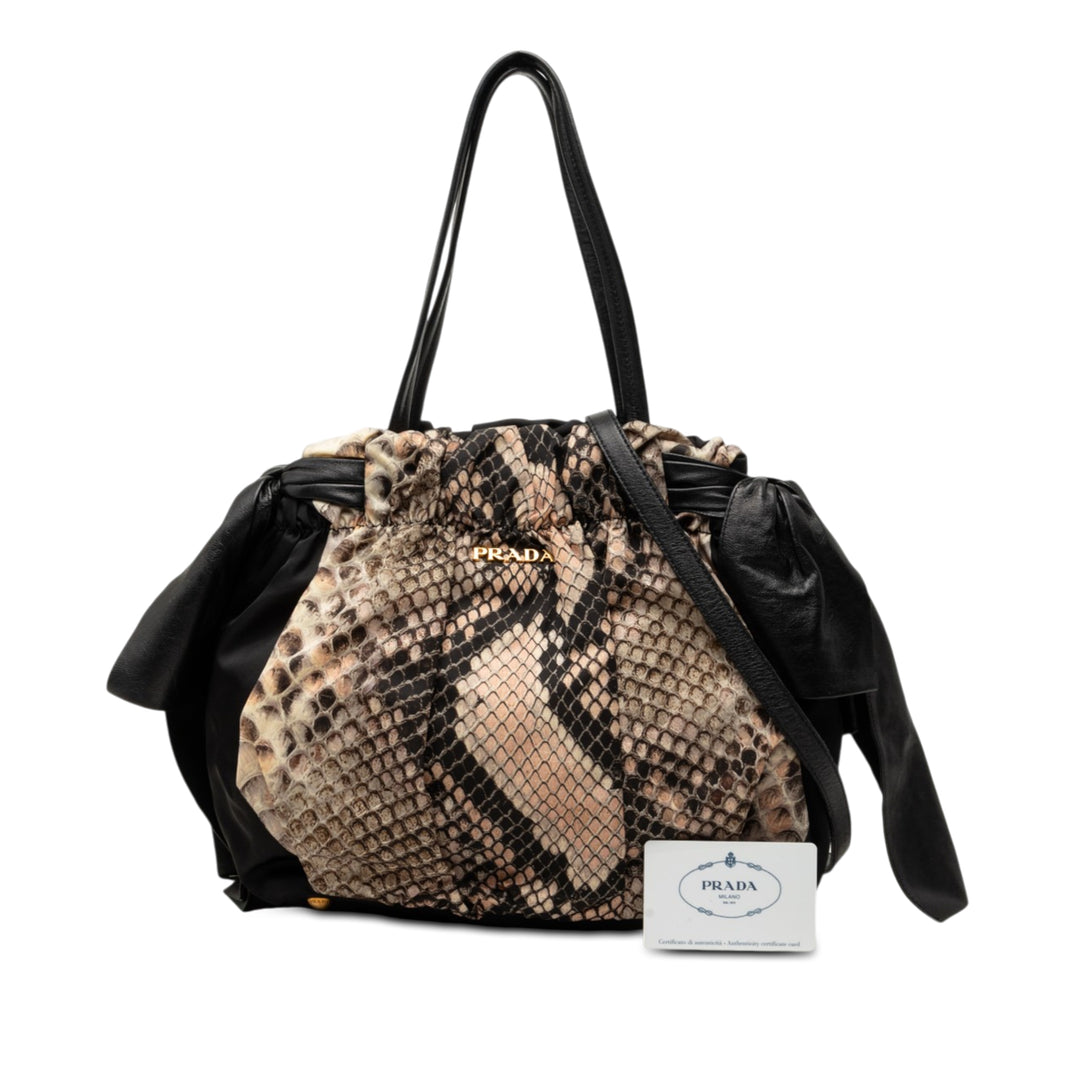 Prada Tessuto Python Print Bow Sac