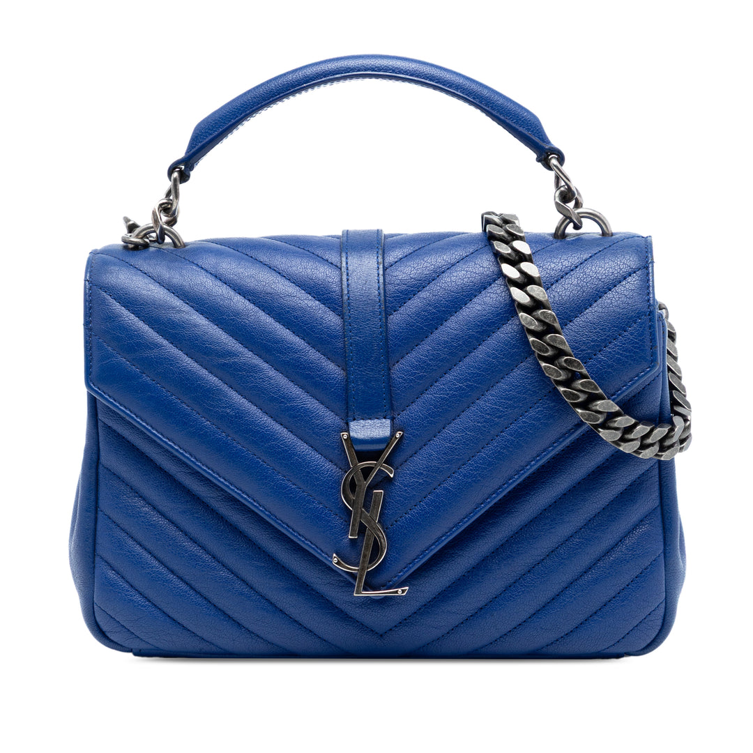Matelassé Chevron College Sac Moyen de mouton Bleu