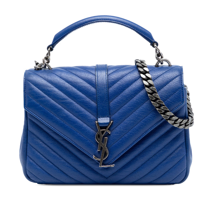 Matelassé Chevron College Sac Moyen de mouton Bleu
