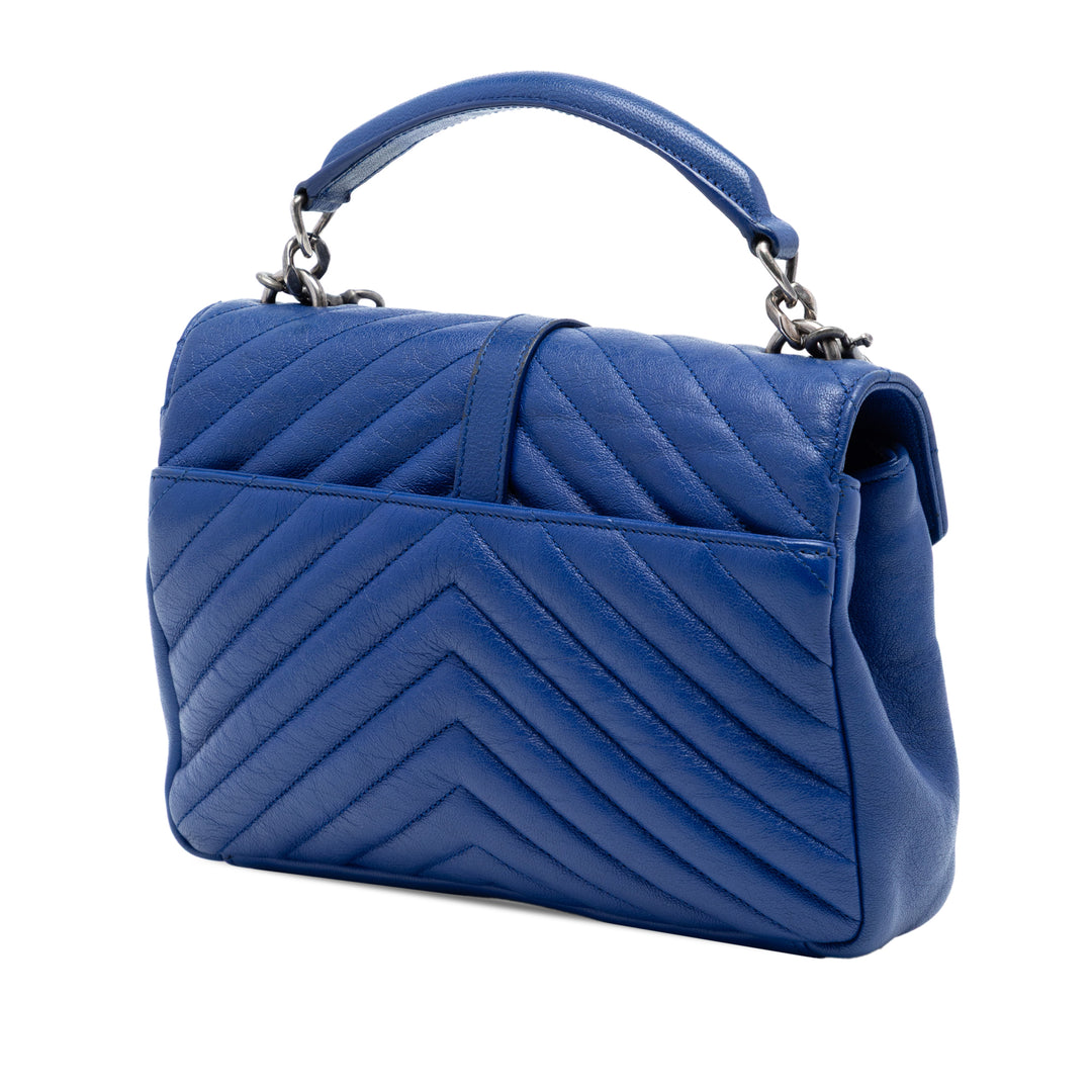 Matelassé Chevron College Sac Moyen de mouton Bleu