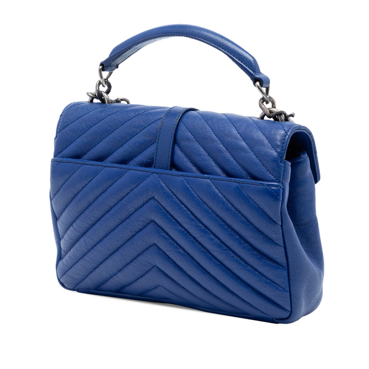 Matelassé Chevron College Sac Moyen de mouton Bleu