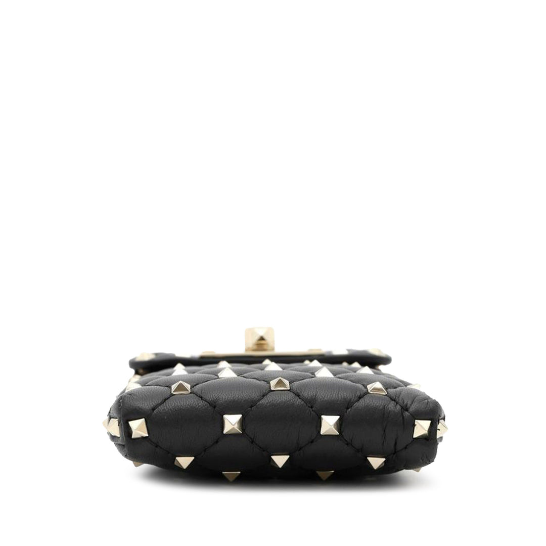 Lambskin Rockstud Spike Phone Case Crossbody Black - Gaby Paris