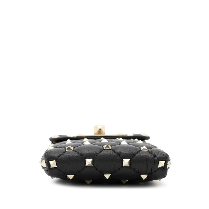 Lambskin Rockstud Spike Phone Case Crossbody Black - Gaby Paris