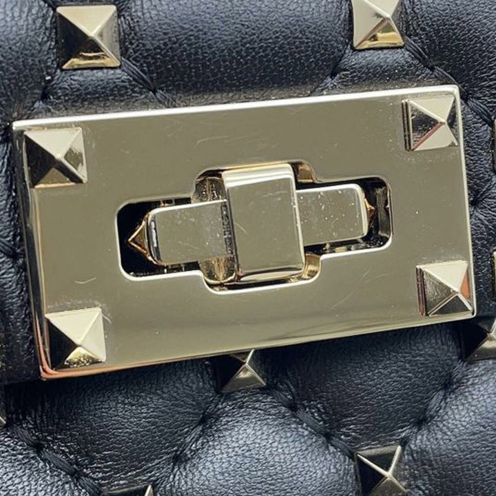 Lambskin Rockstud Spike Phone Case Crossbody Black - Gaby Paris