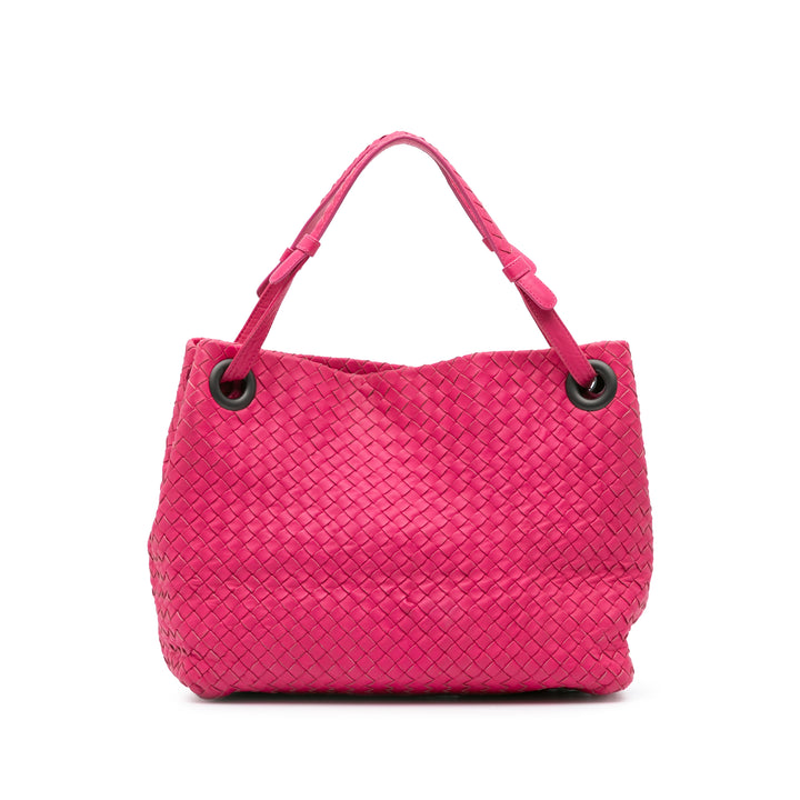 Medium Nappa Intrecciato Bella Tote Pink - Gaby Paris