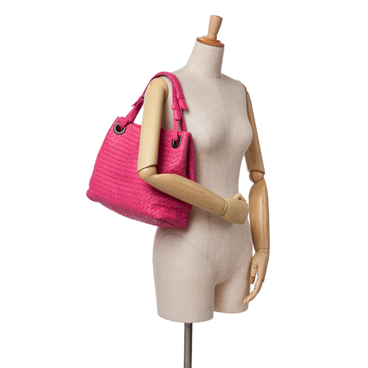 Medium Nappa Intrecciato Bella Tote Pink - Gaby Paris