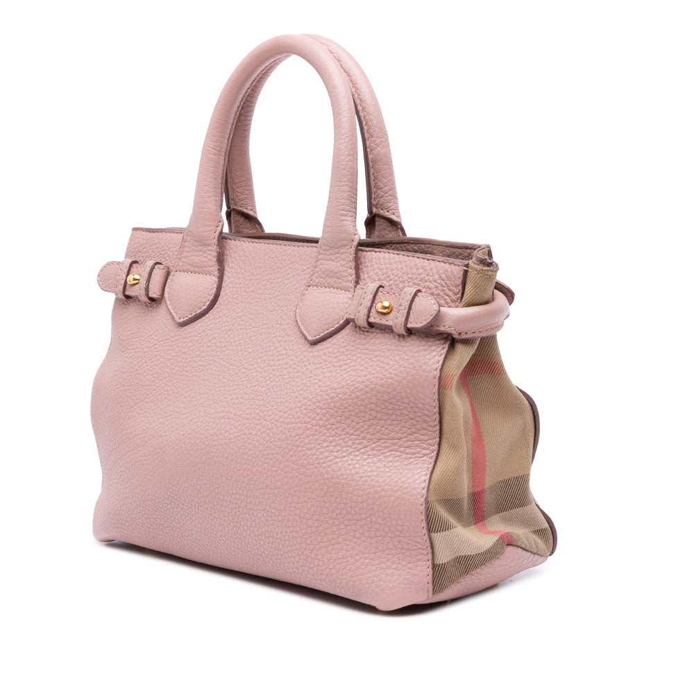 Small Calfskin and House Check Banner Bag Pink - Gaby Paris