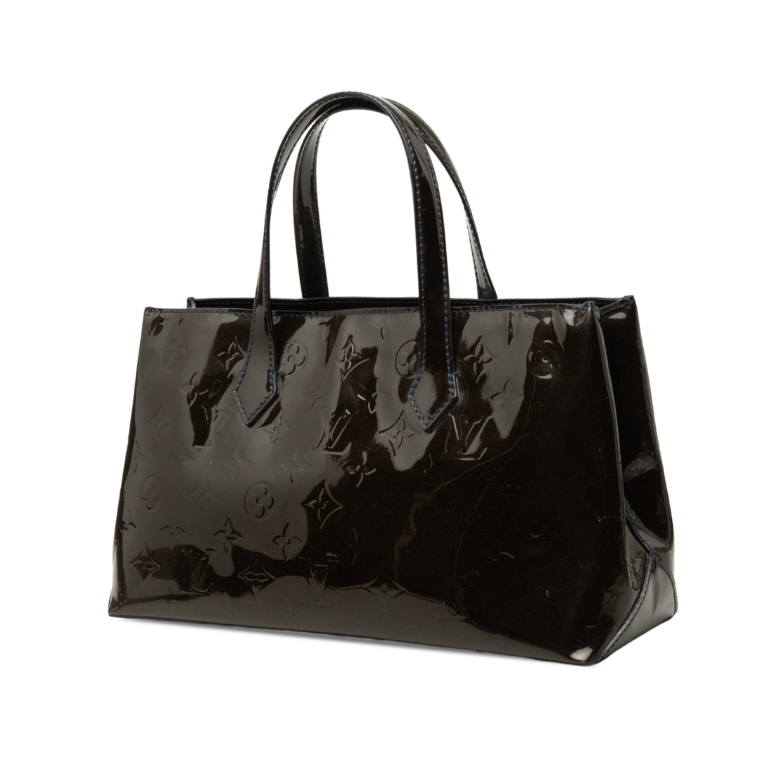 Wilshire PM Cuir verni Monogram Bleu