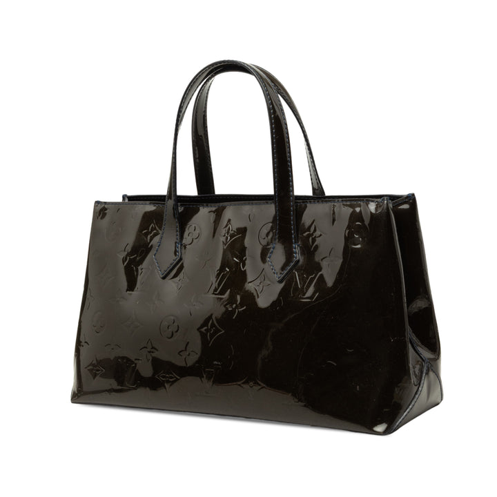 Wilshire PM Cuir verni Monogram Bleu