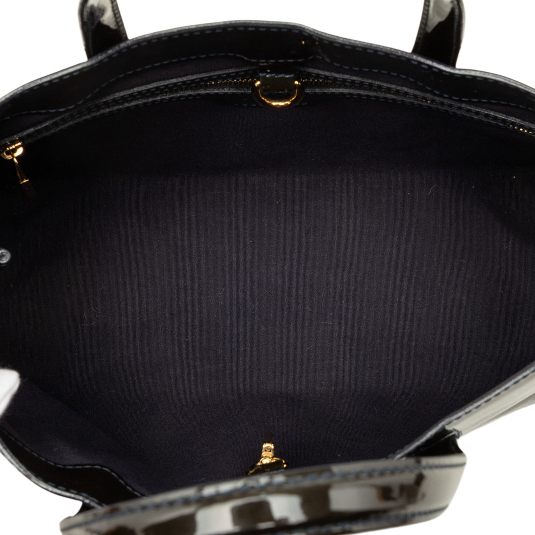 Wilshire PM Cuir verni Monogram Bleu