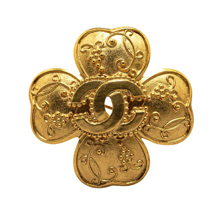 Gold Plated CC Clover Brooch Gold - Gaby Paris