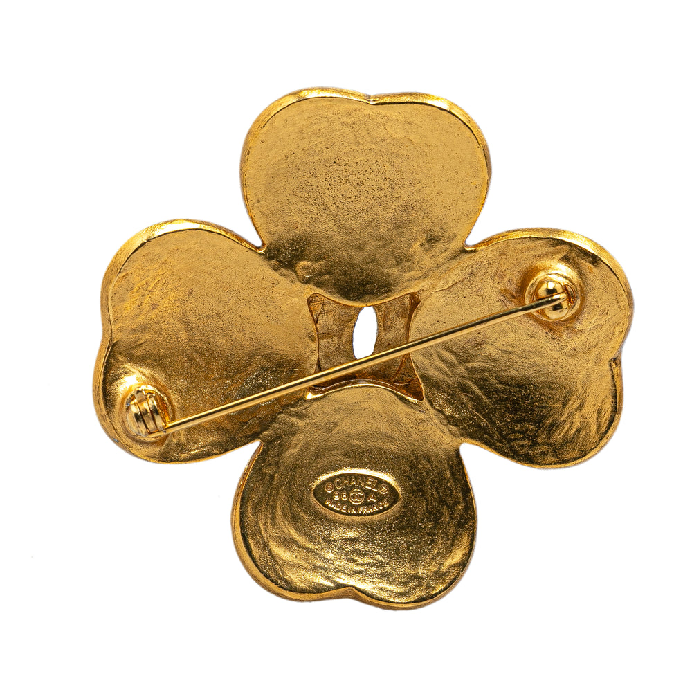 Gold Plated CC Clover Brooch Gold - Gaby Paris