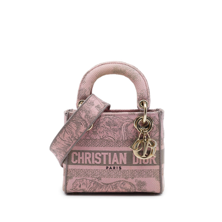 Dior brodé De Jouy Lady D-Lite Mini Rose