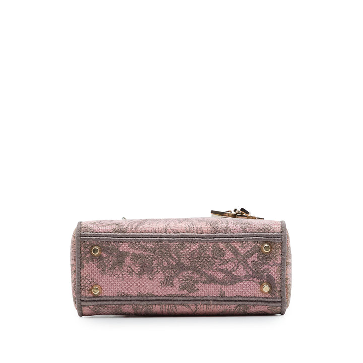 Dior brodé De Jouy Lady D-Lite Mini Rose