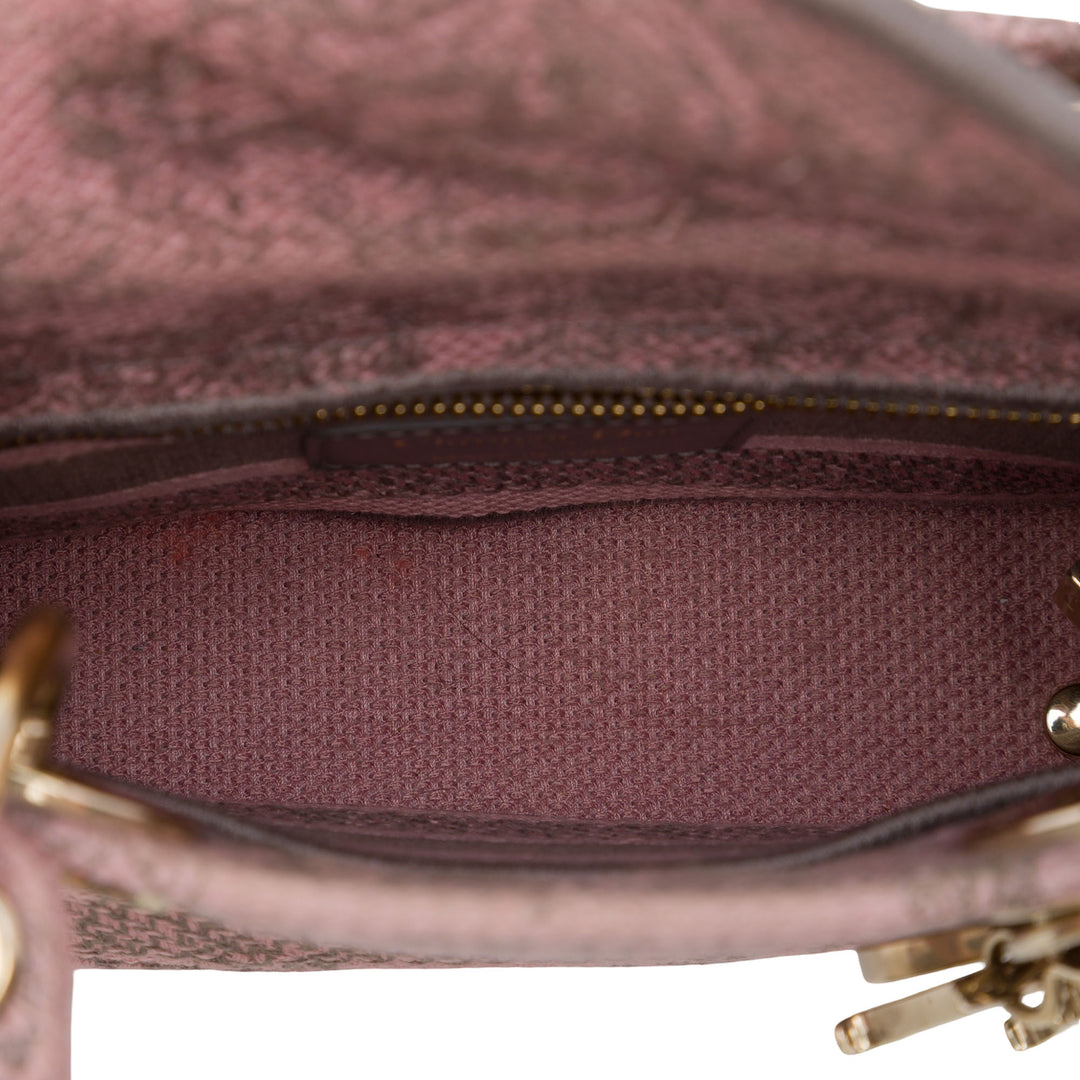 Dior brodé De Jouy Lady D-Lite Mini Rose