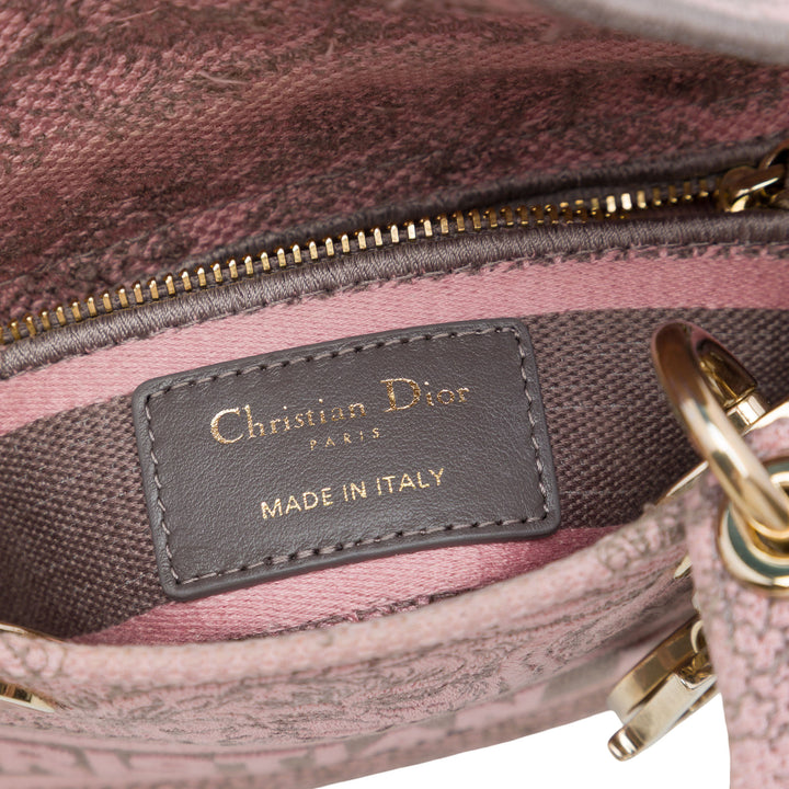 Dior brodé De Jouy Lady D-Lite Mini Rose
