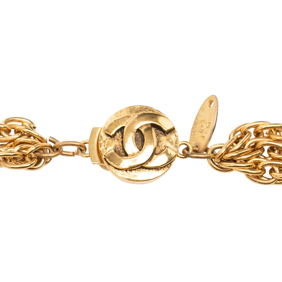 Chanel CC plaqué Deca Triple Link Chaîne Collier Doré – vue 7 – GABY PARIS