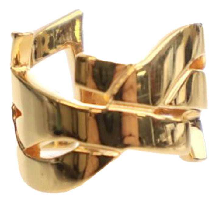 Saint Laurent Doré Plated Monogram Bague Doré