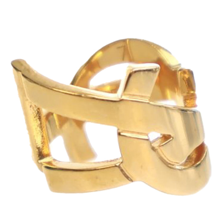 Saint Laurent Doré Plated Monogram Bague Doré