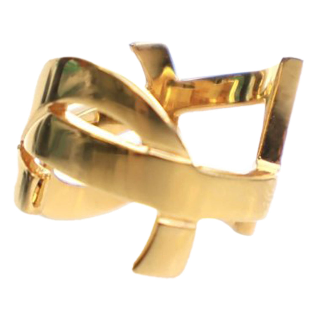 Saint Laurent Doré Plated Monogram Bague Doré
