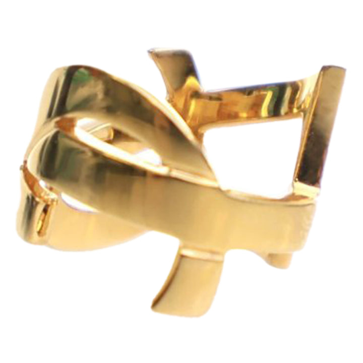 Saint Laurent Doré Plated Monogram Bague Doré
