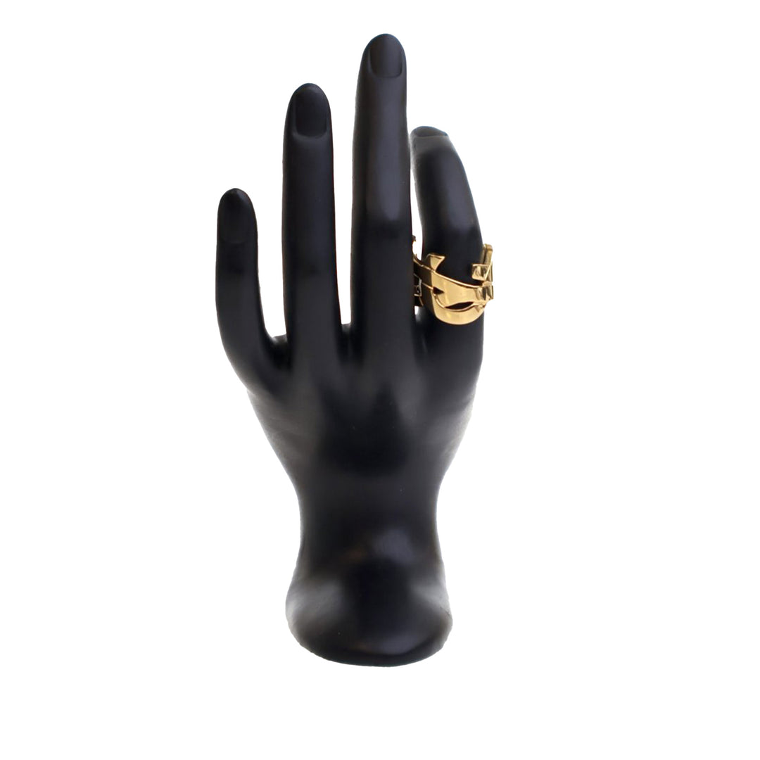 Saint Laurent Doré Plated Monogram Bague Doré