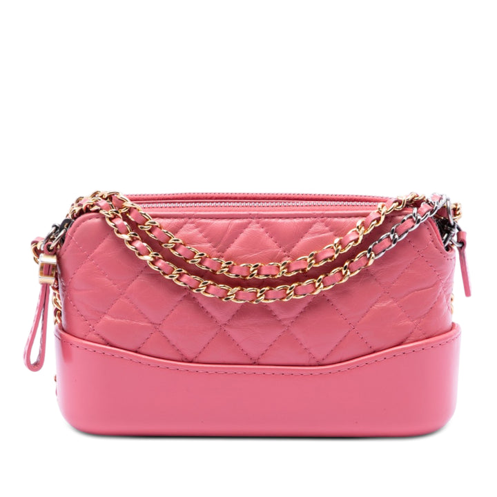 Chanel Matelassé vieilli Cuir de veau Gabrielle Double Zip Pochette avec chaîne
