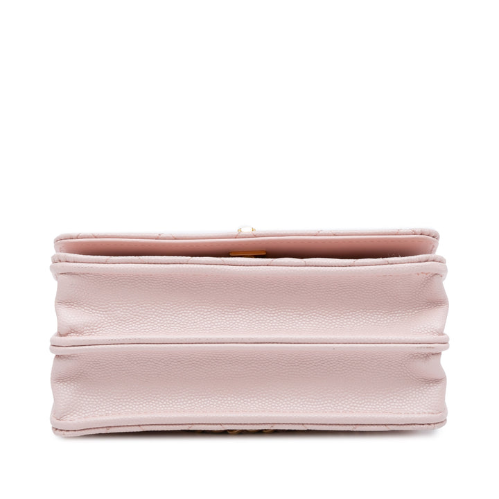 Caviar Flap Charm Wallet on Chain Pink - Gaby Paris