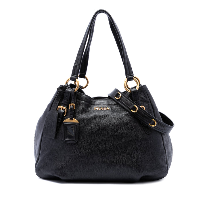 Vitello Daino Side Zippé Cabas Noir