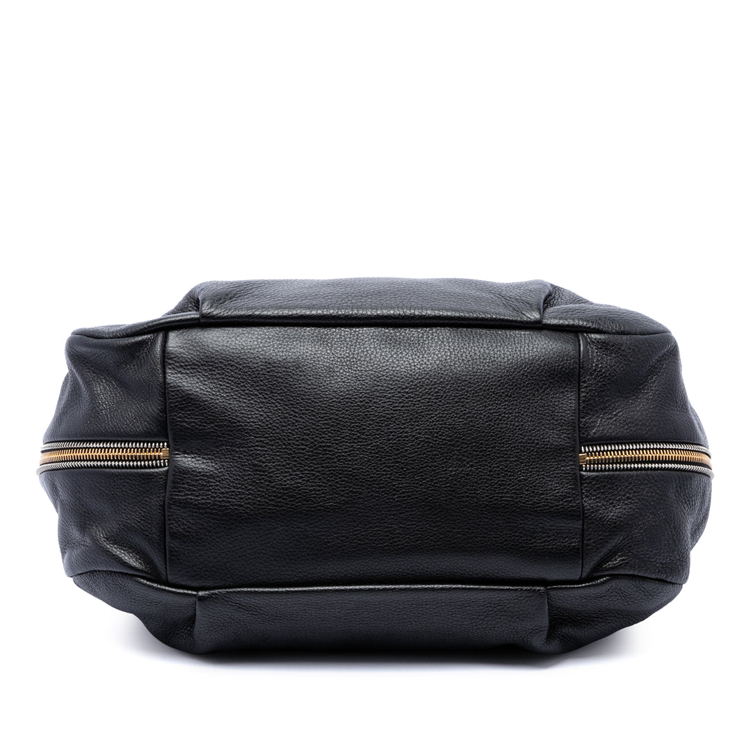 Vitello Daino Side Zippé Cabas Noir