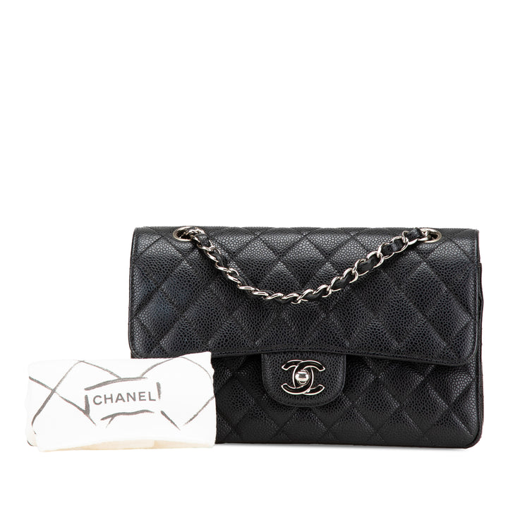 Medium Classic Caviar Double Flap Black - Gaby Paris