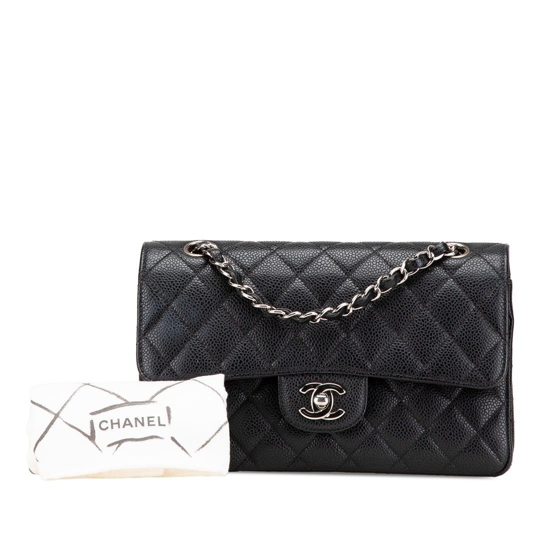 Medium Classic Caviar Double Flap Black - Gaby Paris