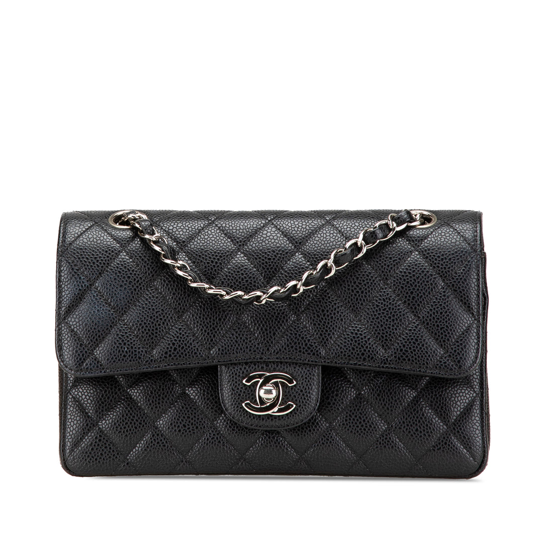 Medium Classic Caviar Double Flap Black - Gaby Paris