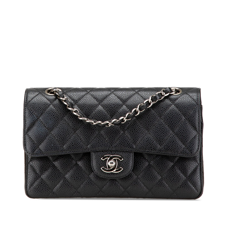Medium Classic Caviar Double Flap Black - Gaby Paris