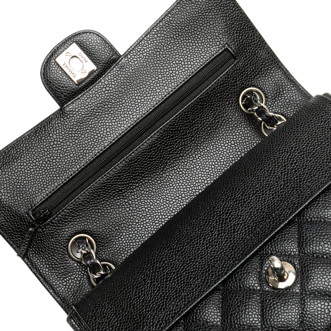 Medium Classic Caviar Double Flap Black - Gaby Paris