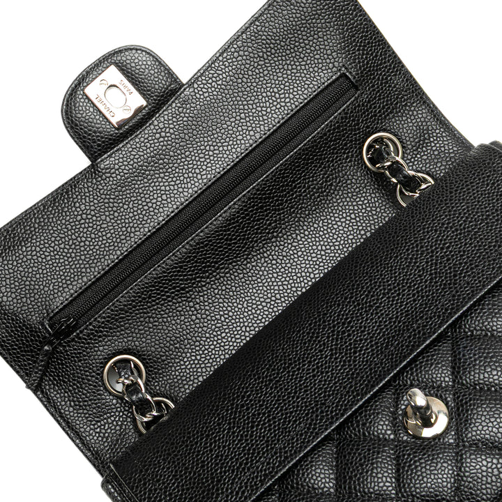 Medium Classic Caviar Double Flap Black - Gaby Paris