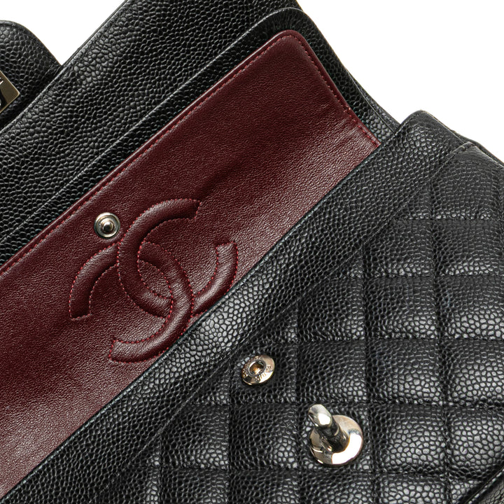 Medium Classic Caviar Double Flap Black - Gaby Paris
