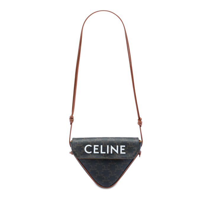 Celine Triomphe Coated Toile Logo Triangle Sac porté croisé